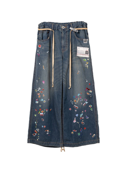 Maison MIHARA YASUHIRO Sticker Printed Huge Denim Indigo