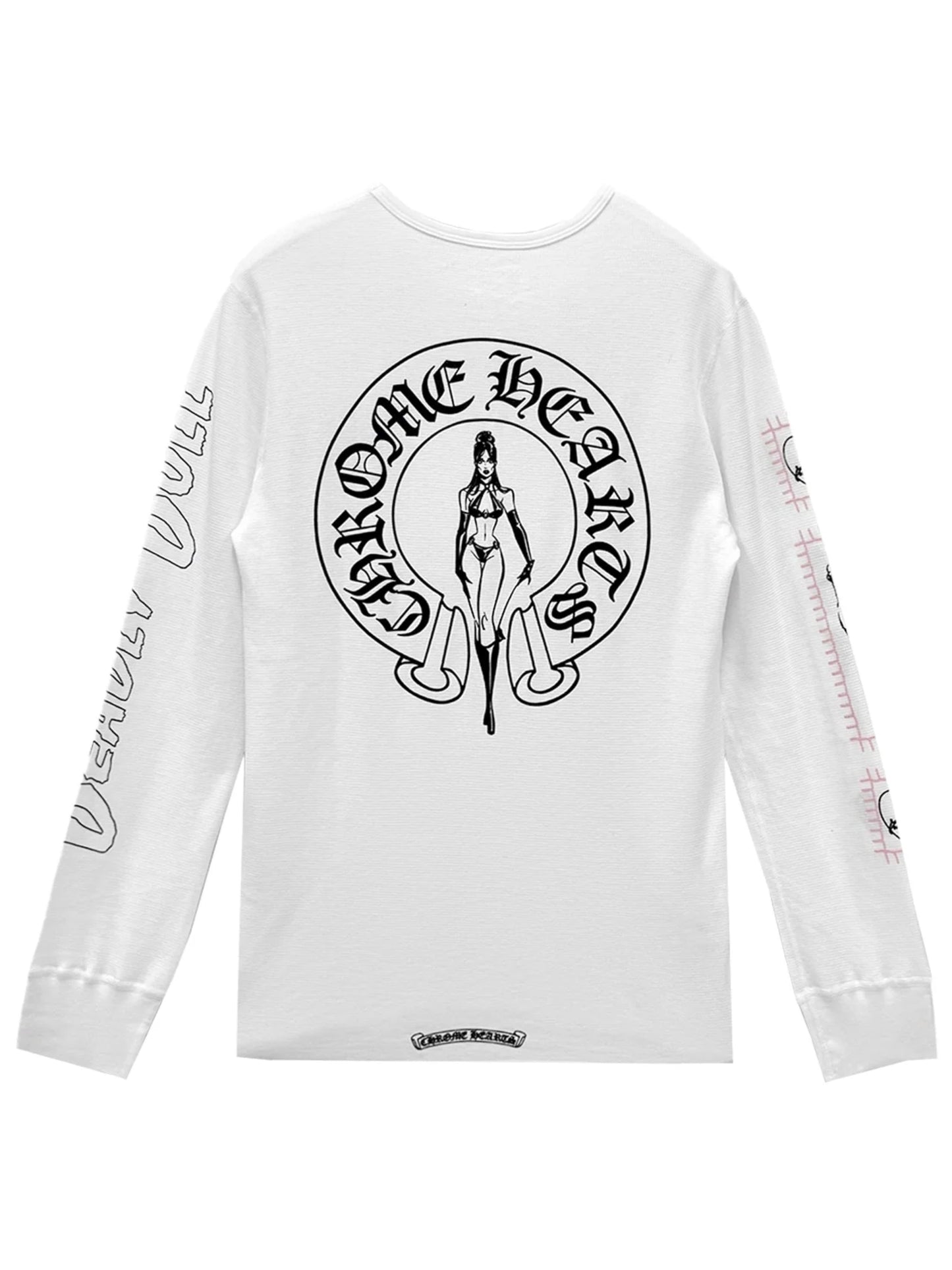 Chrome Hearts Deadly Doll Horseshoe Logo Waffle Thermal LS Tee White