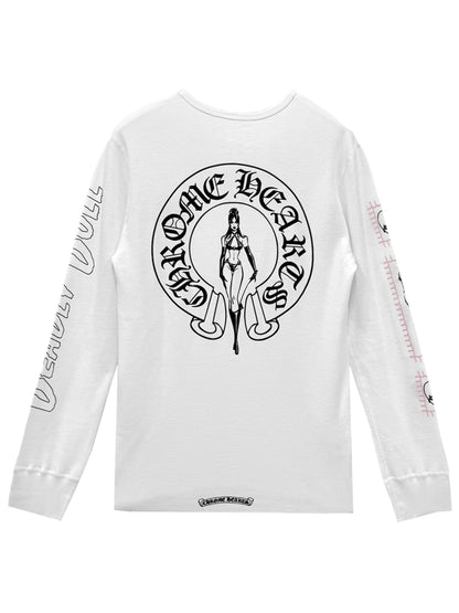 Chrome Hearts Deadly Doll Horseshoe Logo Waffle Thermal LS Tee White