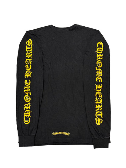 Chrome Hearts Yellow Vine Dagger Logo Front Script LS Tee Black M C219190557-Used