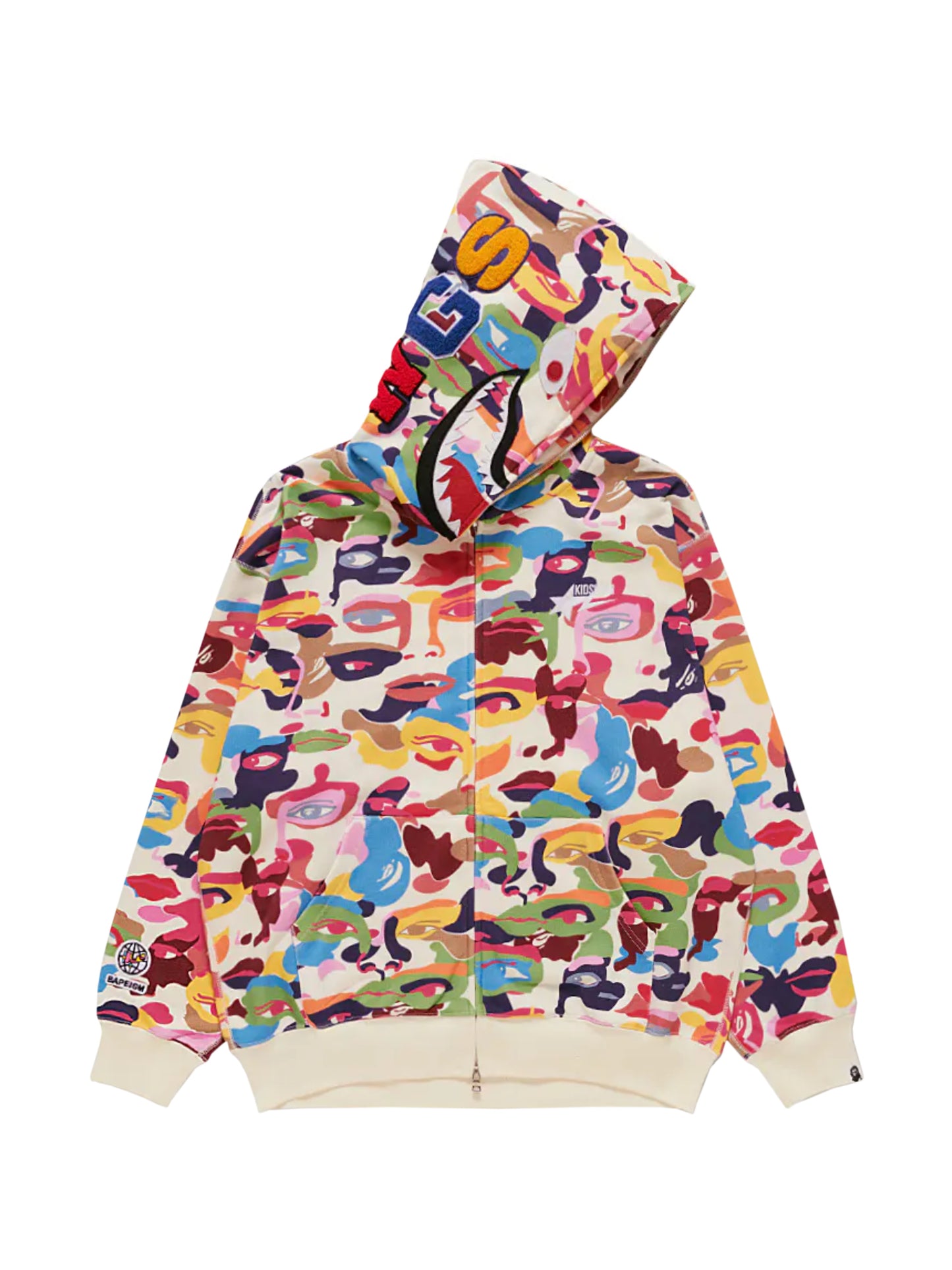 BAPE x Kidsuper Camo Shark Full Zip Hoodie Multi Colour
