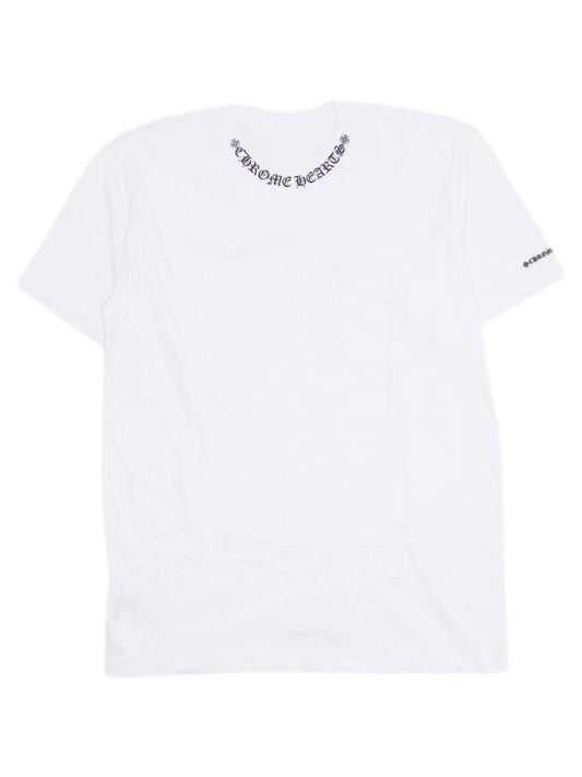 Chrome Hearts Black Neck Script Logo Tee White