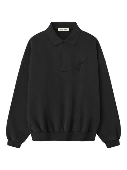 Essentials 25 Holiday Embroidered Classic Polo Sweatshirt Vintage Black