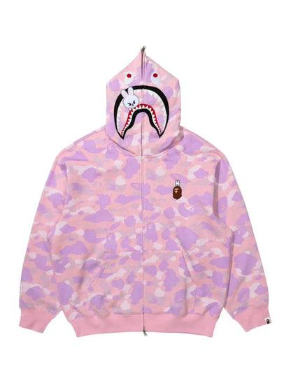 Bape x Straykids Leebit Shark Full Zip Hoodie Pink