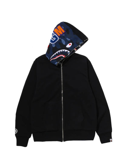 Bape Color Camo Reversible Shark Full Zip Hoodie Blue