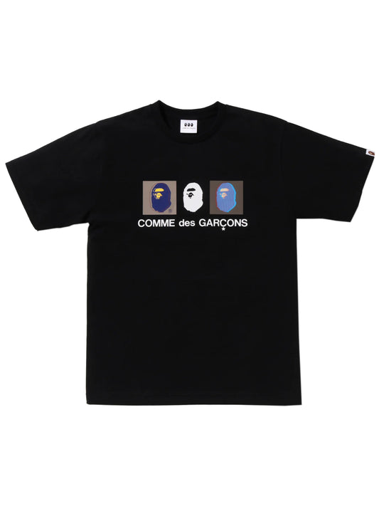 Bape x CDG Three Apes Screen Print Tee Black Osaka Exclusive