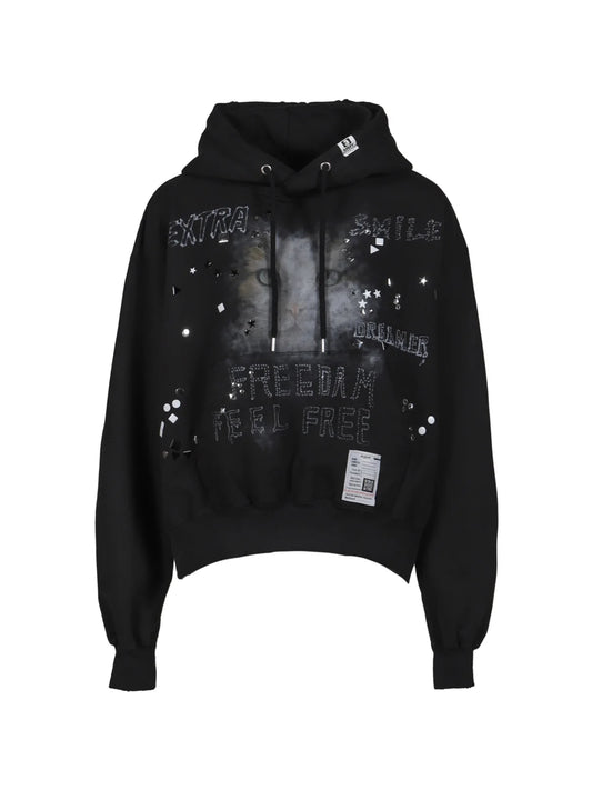 Maison MIHARA YASUHIRO Embellished Distressed Hoodie Black