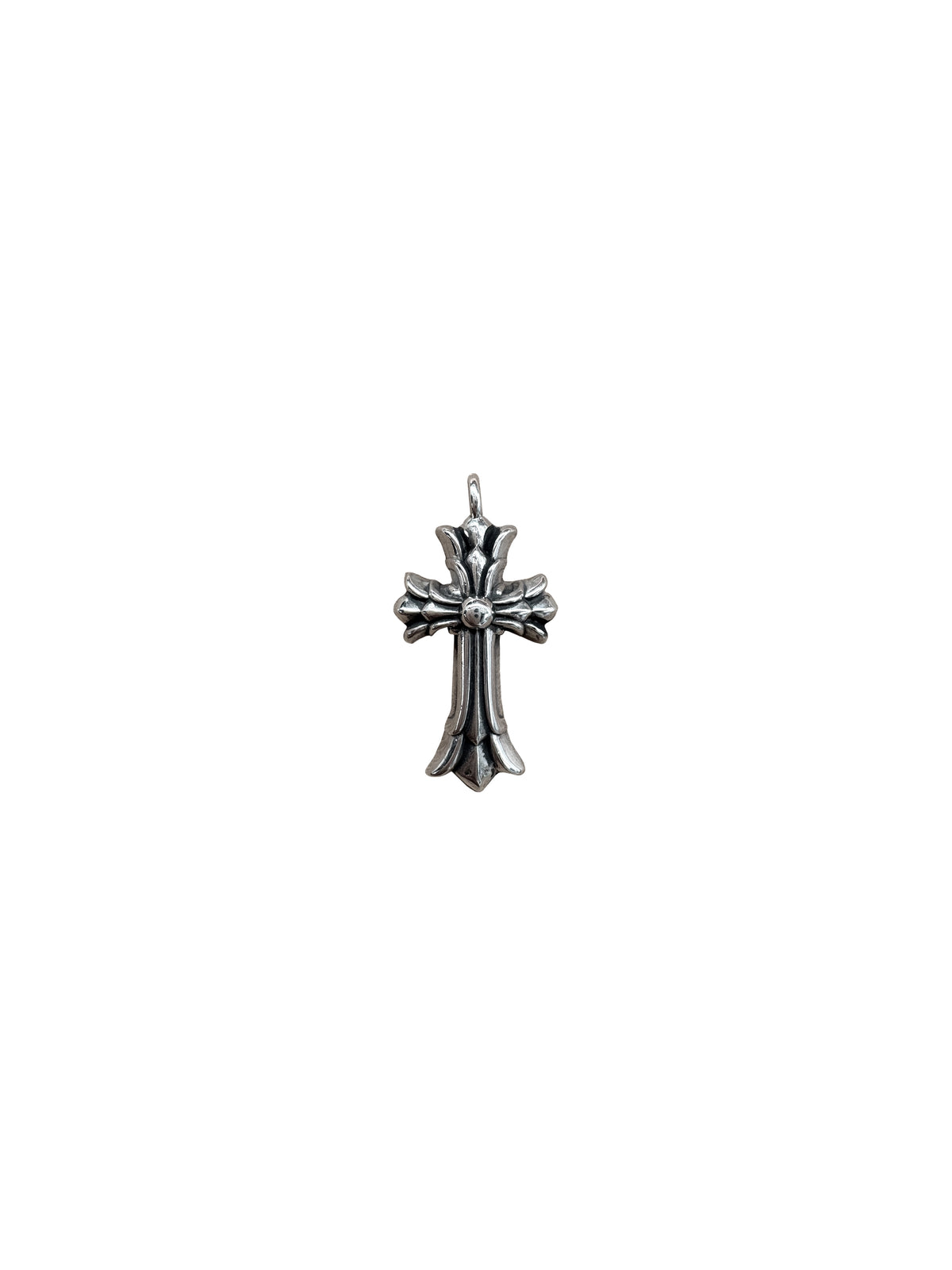Chrome Hearts Double Cross Silver Pendant with Ball Chain C1209814-Used
