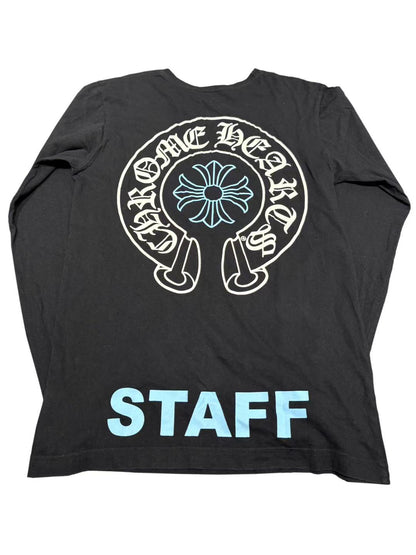 Chrome Hearts Baby Blue Staff Exclusive Horseshoe Logo Back LS Tee Black M C119017587-Used