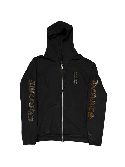 Chrome Hearts Brown Glitter Vertical Logo Zip Hoodie Black XL C119030639-Used