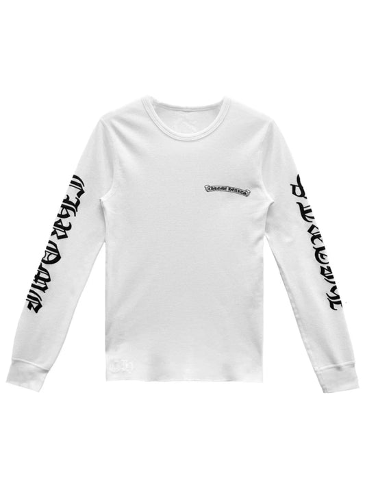 Chrome Hearts Scroll Logo Waffle Thermal LS Tee White