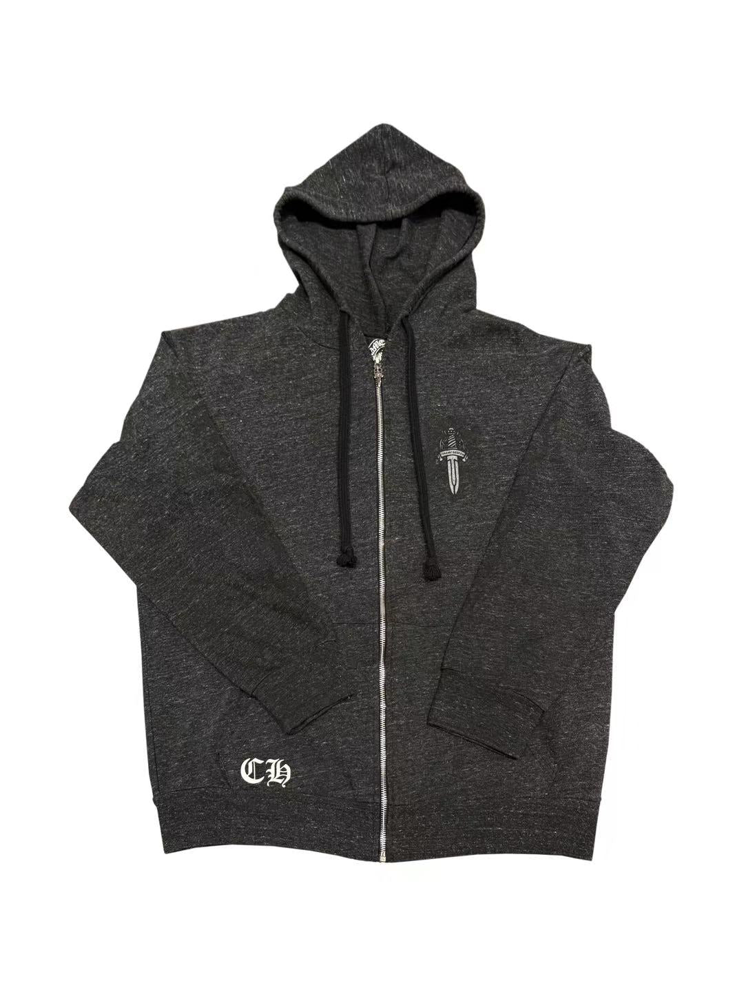 Chrome Hearts Gray Dagger Knit Zip Hoodie Grey XL C119017117-Used