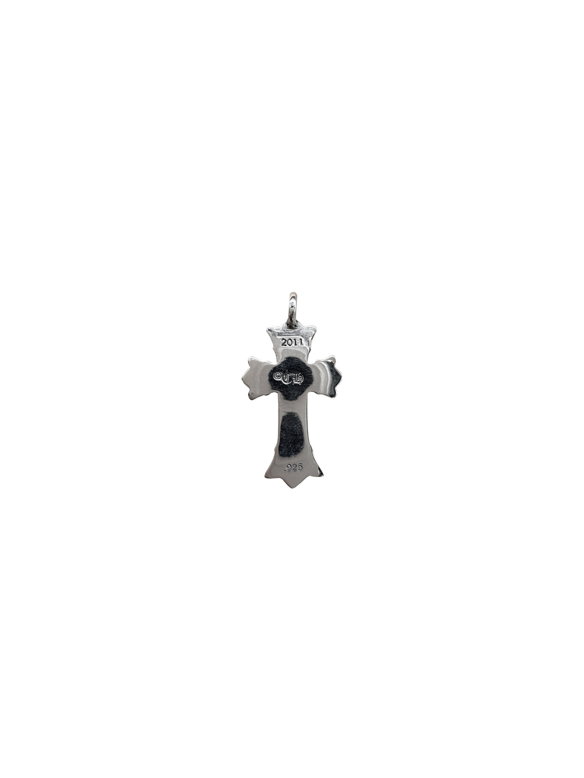 Chrome Hearts Double Cross Silver Pendant with Ball Chain C1209814-Used