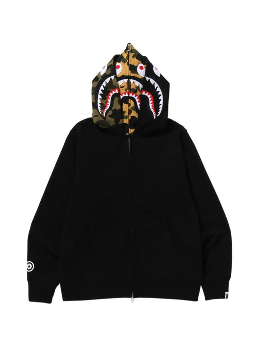 Bape Shark Full Zip Double Hoodie Black