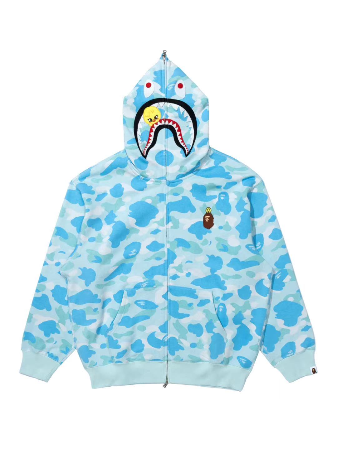 Bape x Straykids Bbokari Shark Full Zip Hoodie Sky Blue
