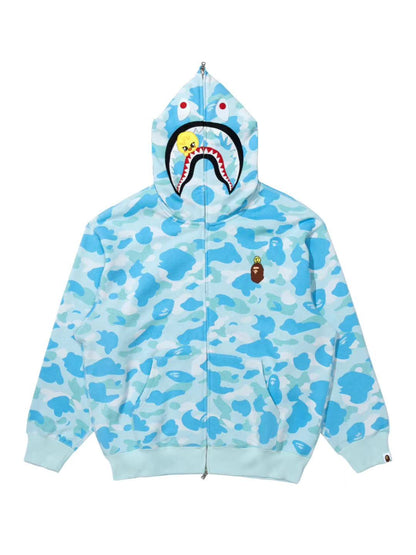 Bape x Straykids Bbokari Shark Full Zip Hoodie Sky Blue