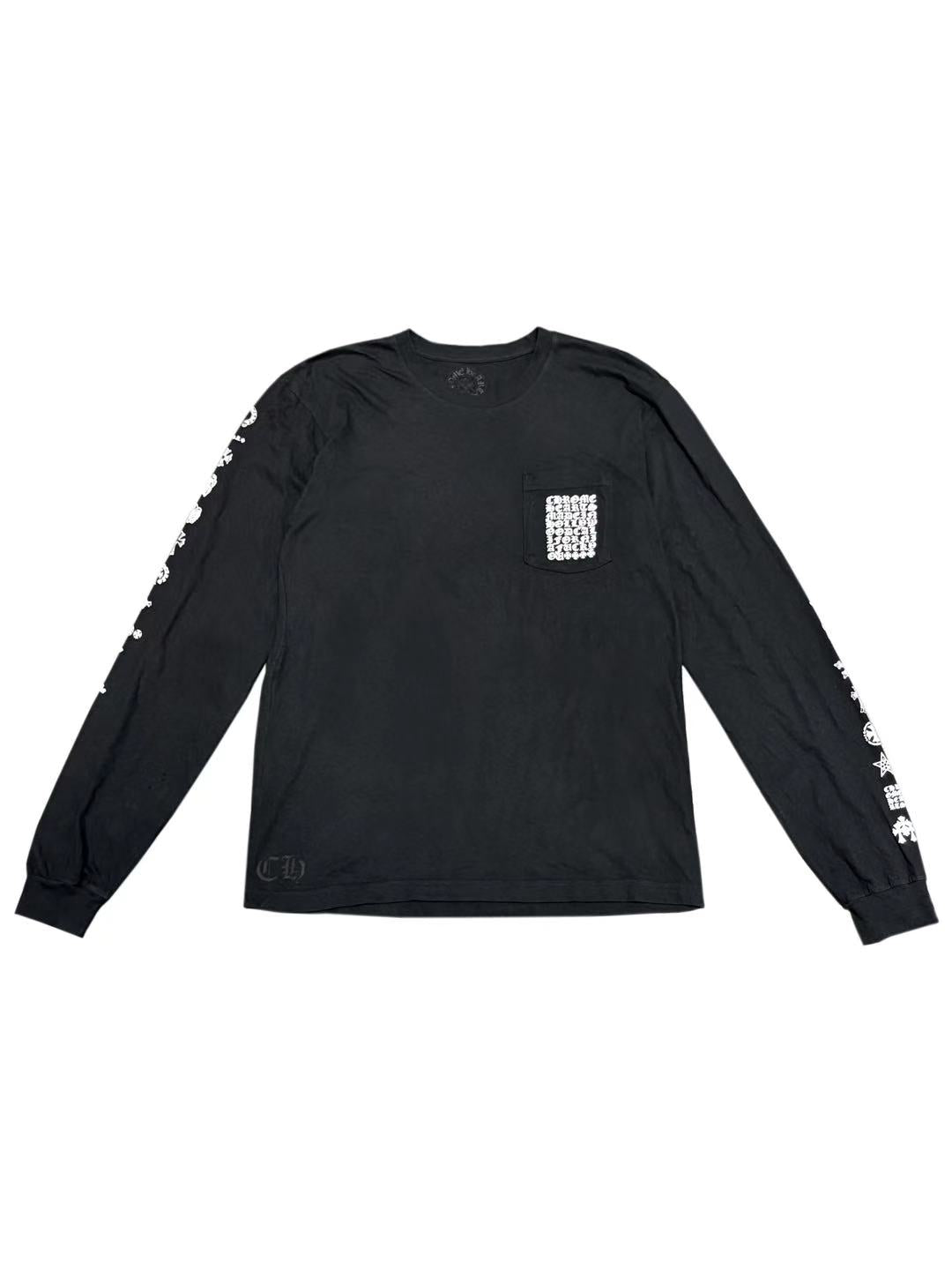 Chrome Hearts Sleeve Multi Logos Script Pocket LS Tee Black L C118486710-Used