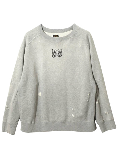Needles Deconstructed Crewneck Sweatshirt Heather Grey