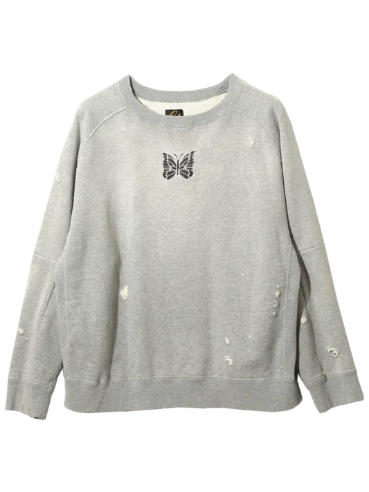 Needles Deconstructed Crewneck Sweatshirt Heather Grey