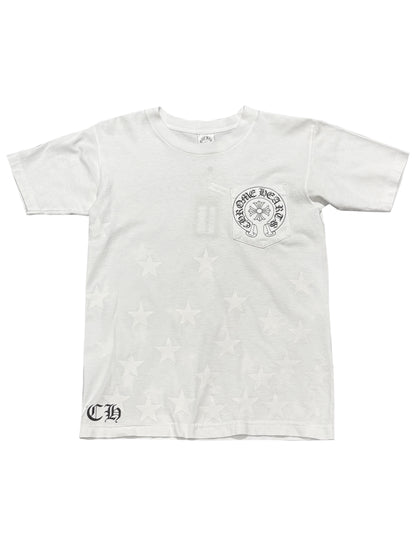 Chrome Hearts Scroll Logo White Stars Horseshoe Pocket Tee White S C118812390-Used
