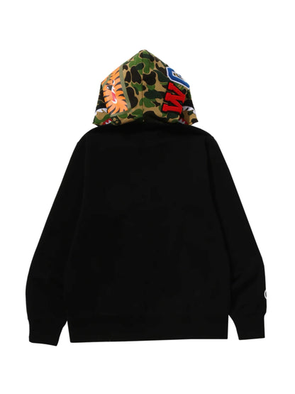 Bape ABC Green Camo Shark Full Zip Hoodie Black