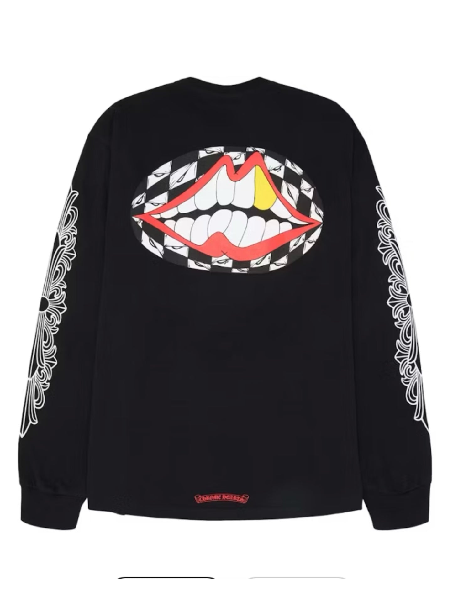 Chrome Hearts Matty Boy Floral Sleeve Flower Chomper Back LS Tee Black Size XL C118468353-Used