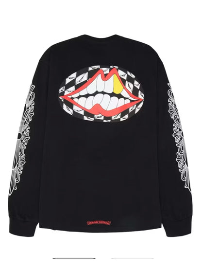 Chrome Hearts Matty Boy Floral Sleeve Flower Chomper Back LS Tee Black Size XL C118468353-Used