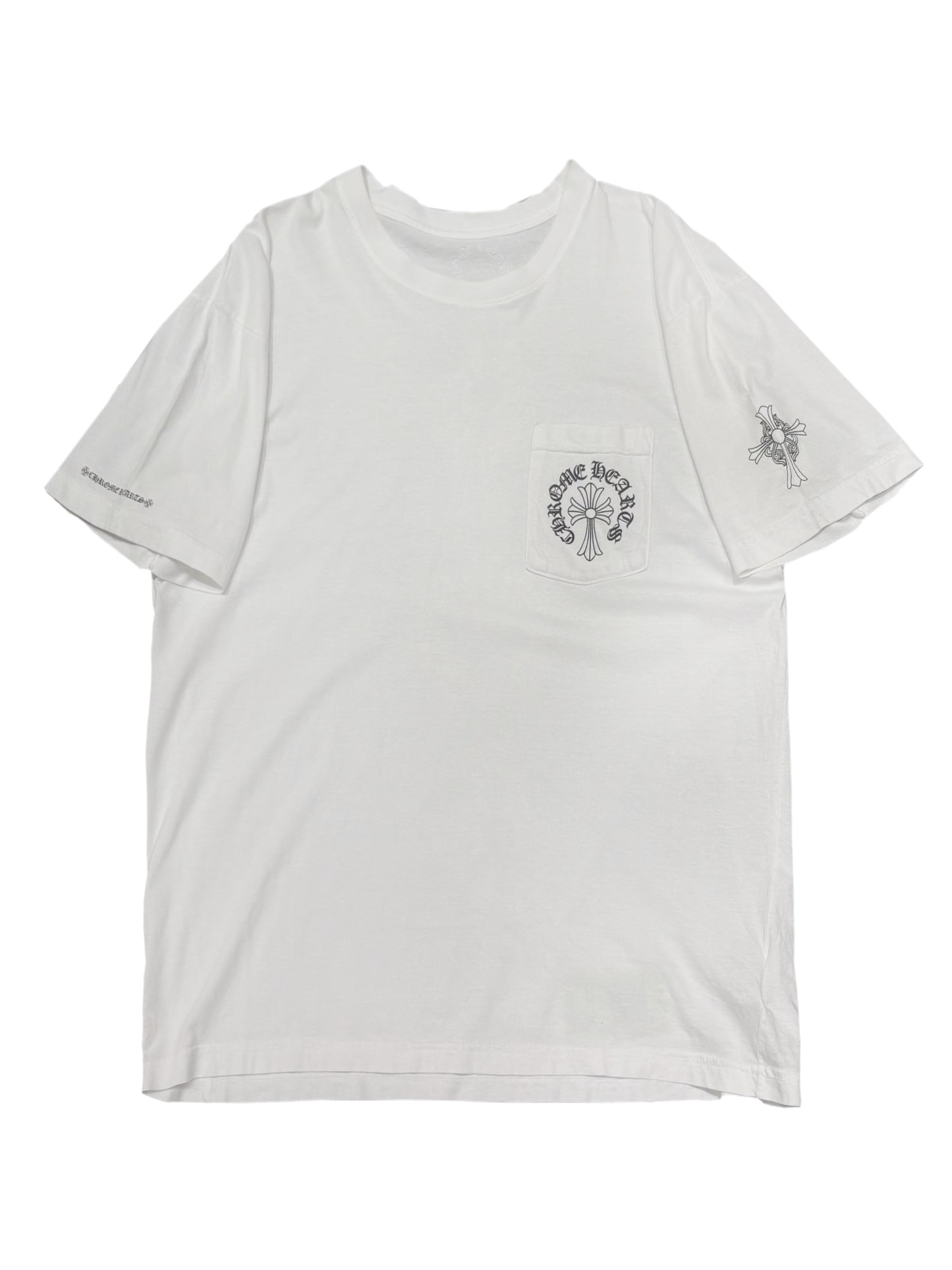 Chrome Hearts Horseshoe Logo Pocket White Triple Logo Back Tee White XL C118697140-Used