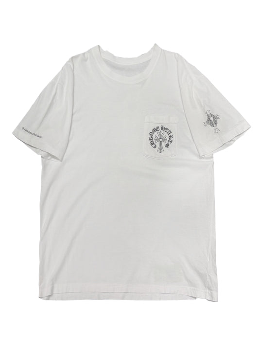 Chrome Hearts Horseshoe Logo Pocket White Triple Logo Back Tee White XL C118697140-Used