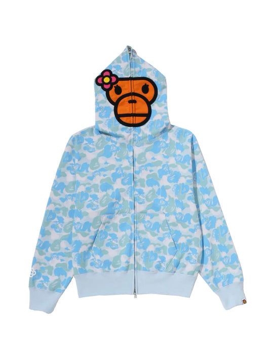Bape Baby Lisa Abc Camo Full Zip Hoodie Blue