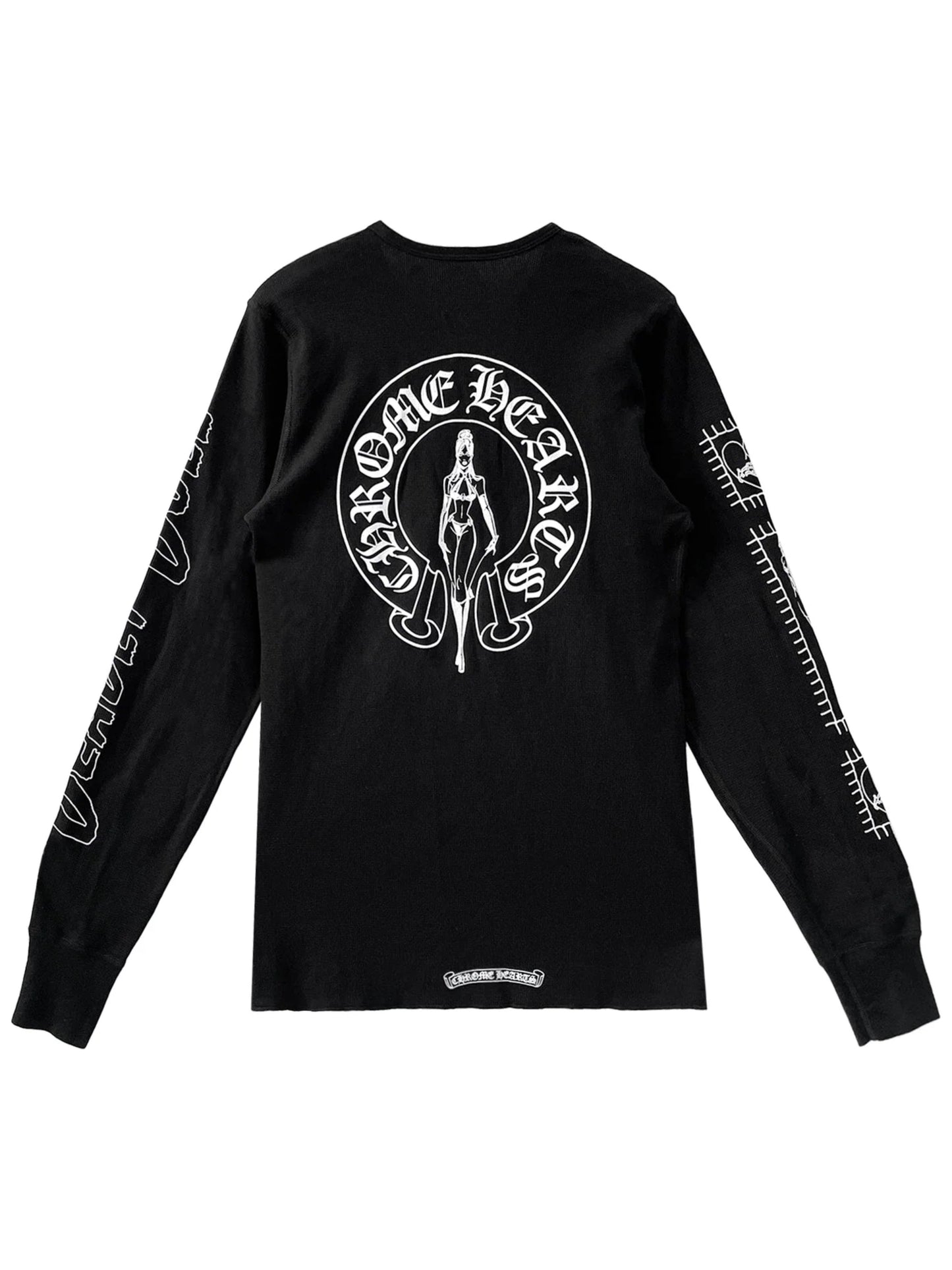 Chrome Hearts Deadly Doll Horseshoe Logo Waffle Thermal LS Tee Black