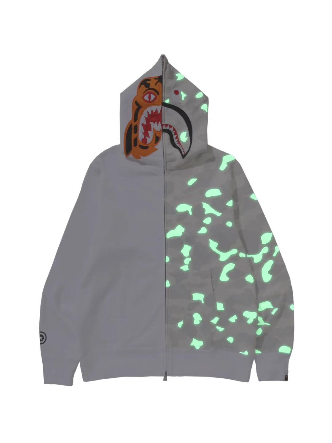 Bape City Camo Tiger Shark Full Zip Hoodie White