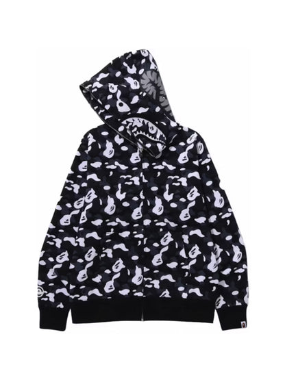 Bape x DSM Camo Shark Full Zip Hoodie Black