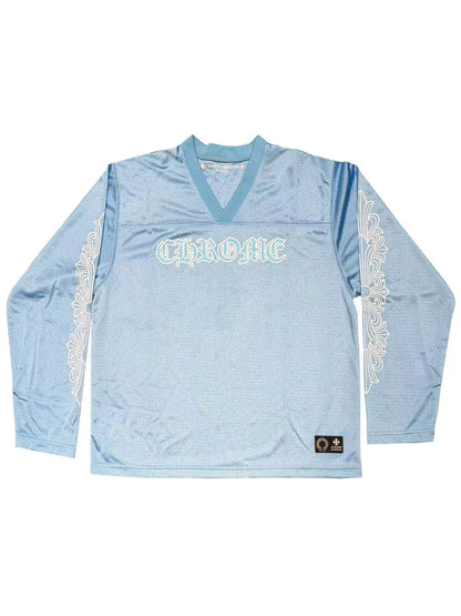Chrome Hearts Ice Hockey Warm Up Mesh Long Sleeve Tee Ice Blue L C1O81933-Used