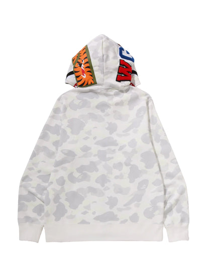 Bape City Camo Shark Full Zip Hoodie Glow in Dark White