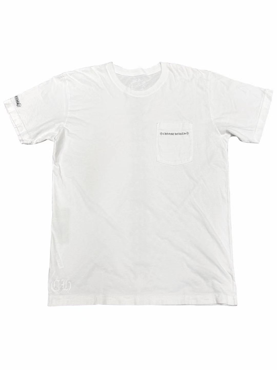 Chrome Hearts Black Cemetery Cross Tire Tracks Back Tee White L C119017237-Used