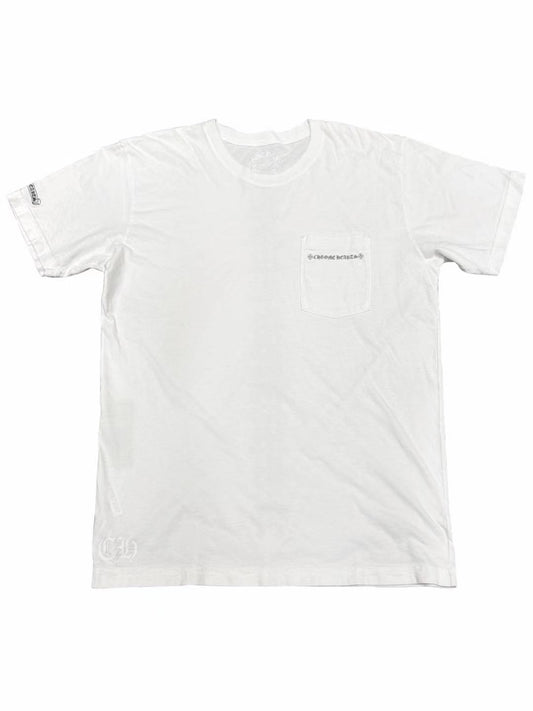 Chrome Hearts Black Cemetery Cross Tire Tracks Back Tee White L C119017237-Used