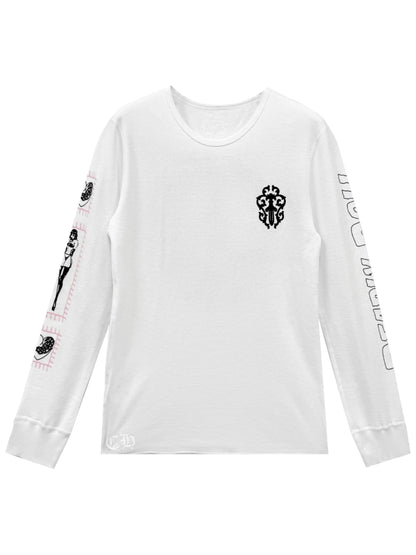 Chrome Hearts Deadly Doll Horseshoe Logo Waffle Thermal LS Tee White