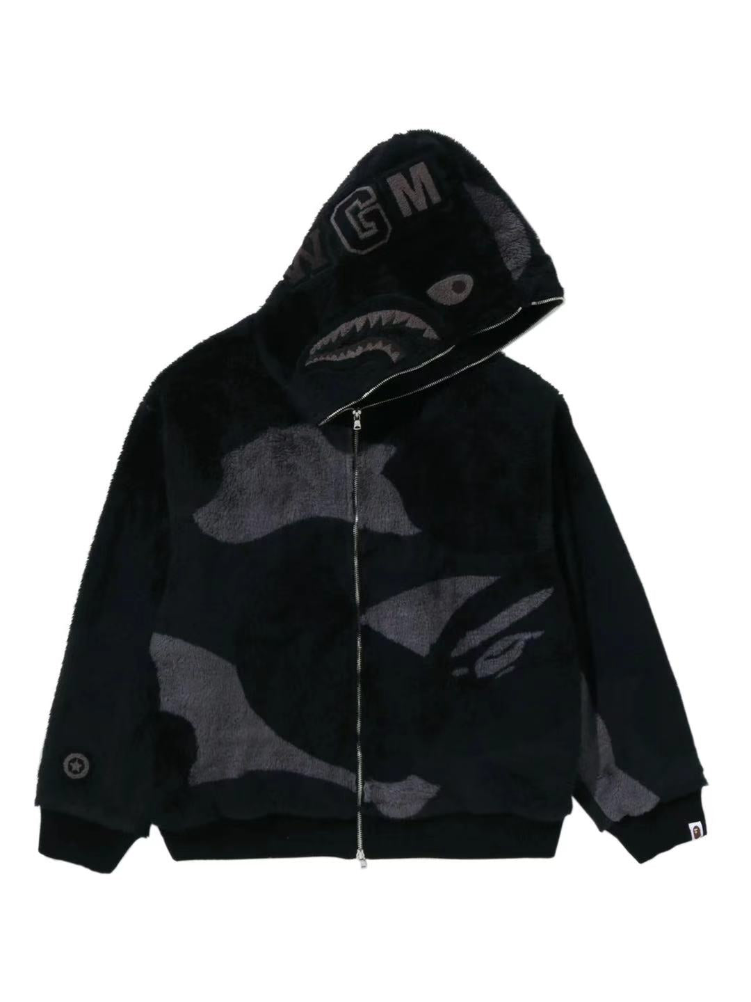 Bape Color Camo Stand Collar Hooded Jacket Black