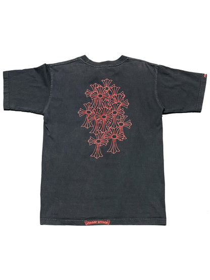 Chrome Hearts Red Horseshoe Logo Pocket Cemetery Cross Logo Back Tee Black M C117579076-Used