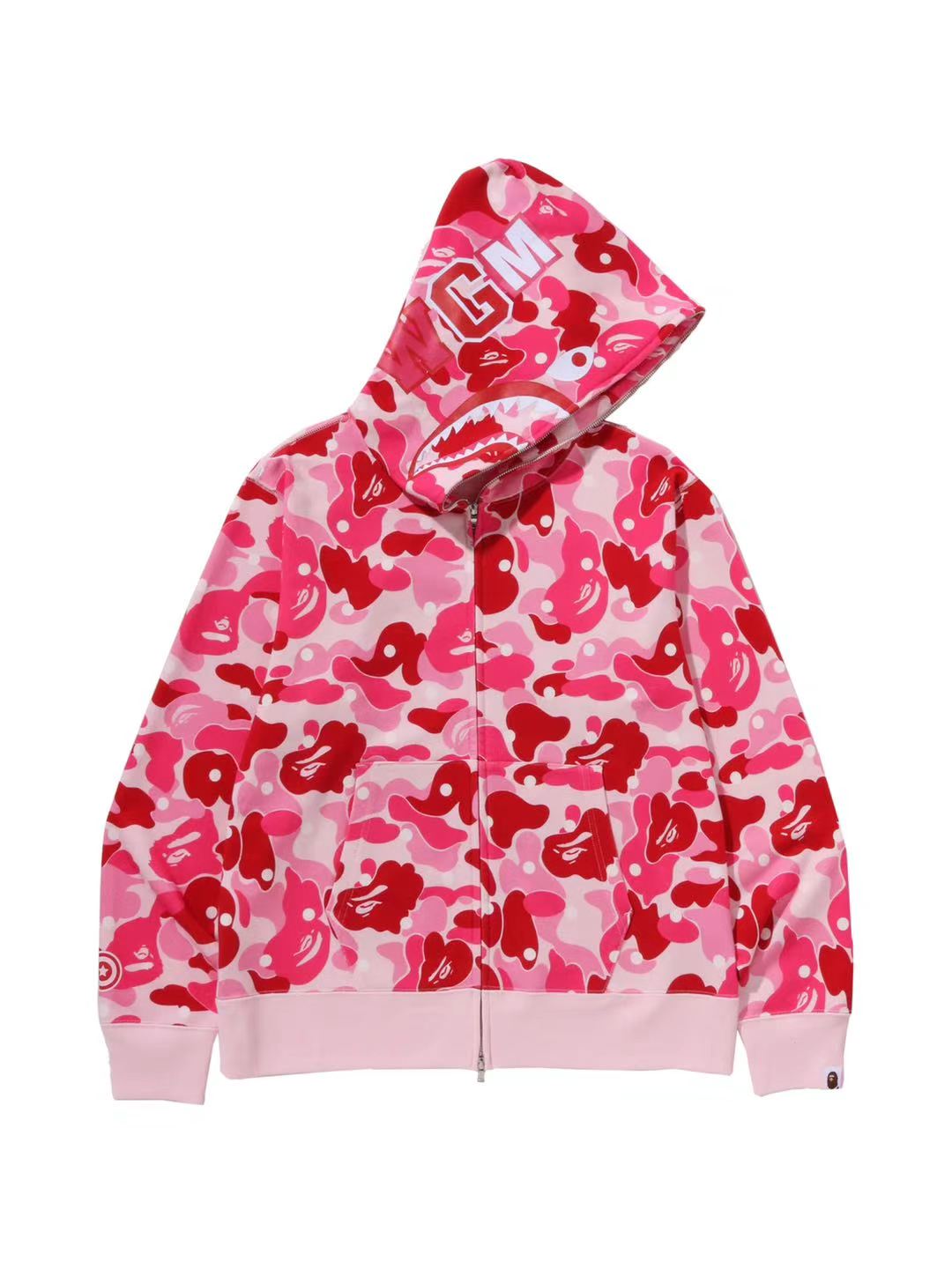 Bape ABC Dot Camo Shark Full Zip Hoodie Pink