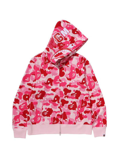 Bape ABC Dot Camo Shark Full Zip Hoodie Pink