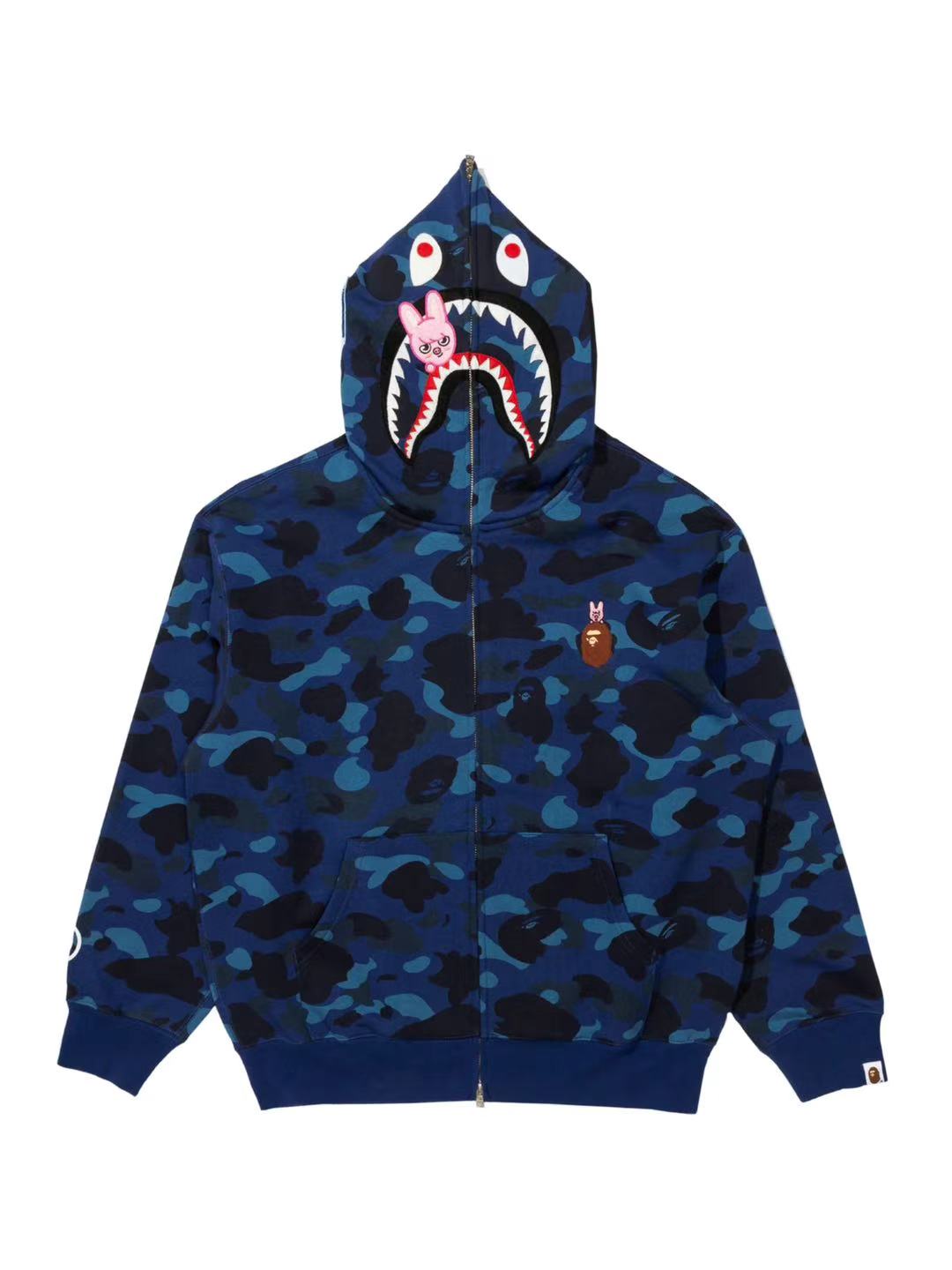 Bape x Straykids Dwaekki Shark Full Zip Hoodie Navy