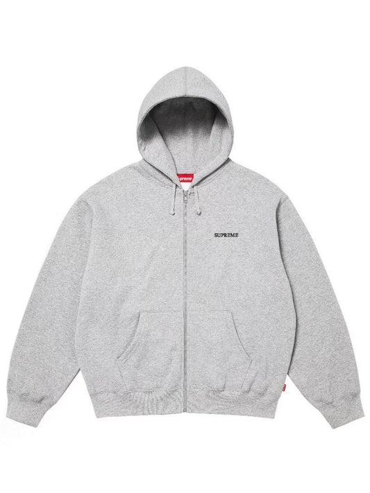 Supreme IDGAF Zip Up Hoodie Grey