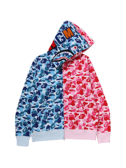 Bape Abc Camo Separate Shark Full Zip Hoodie Blue Pink