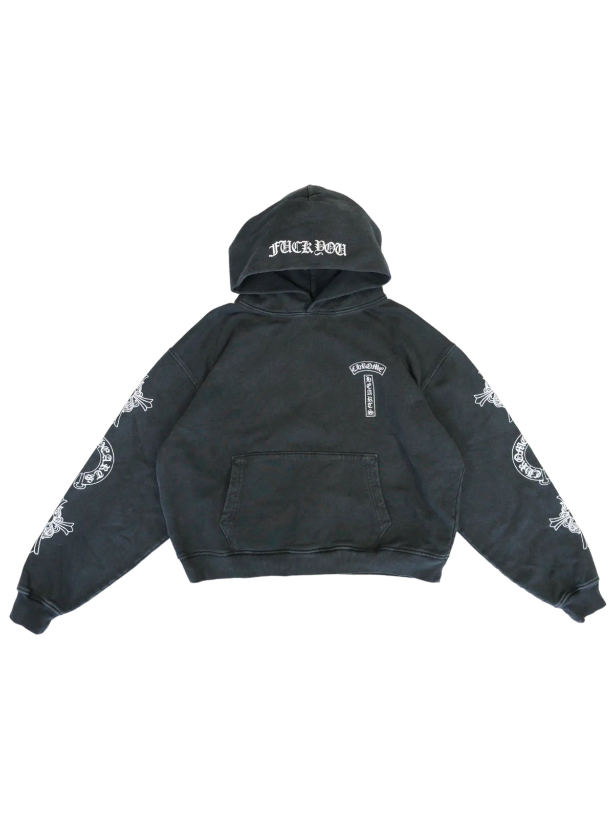 Chrome Hearts Family & Friends Soap Wash Multi Logo Print Hoodie Grey