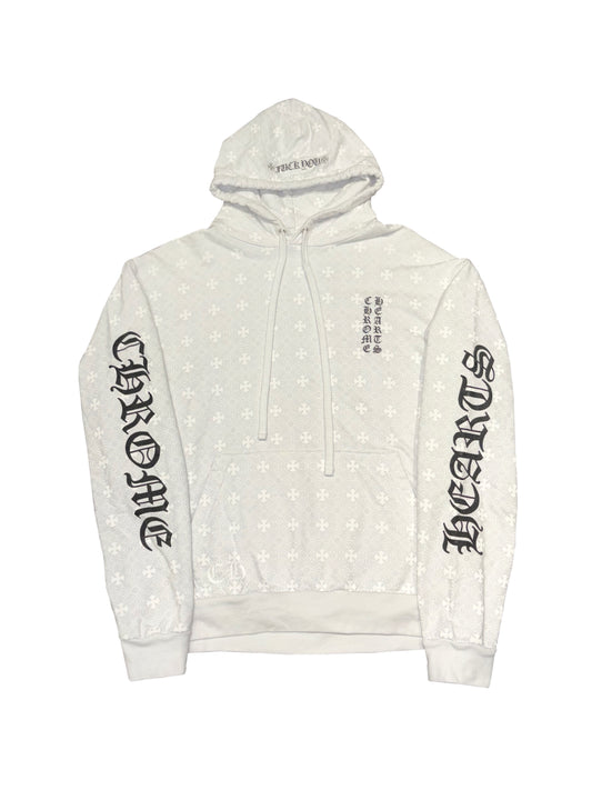 Chrome Hearts Vertical Logo Full Graphic Printed Hoodie White M C119059963-Used