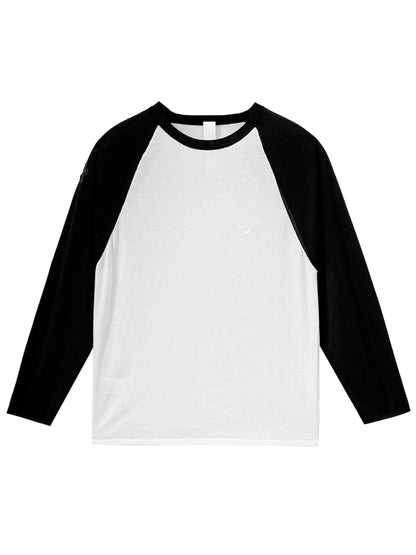 Chrome Hearts Mixed Emotions CH Logo Embroidered Triple Cross Patched on Sleeve Raglan Two Tone Knit LS Sleeve Black White