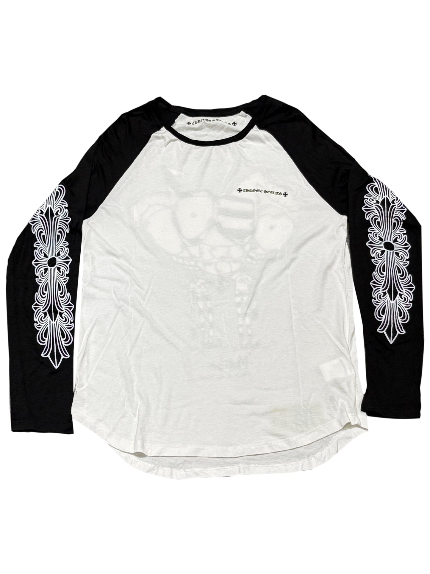 Chrome Hearts Matty Boy White Floral Sleeve More Head Graphic Back LS Tee White Size M C118569135-Used