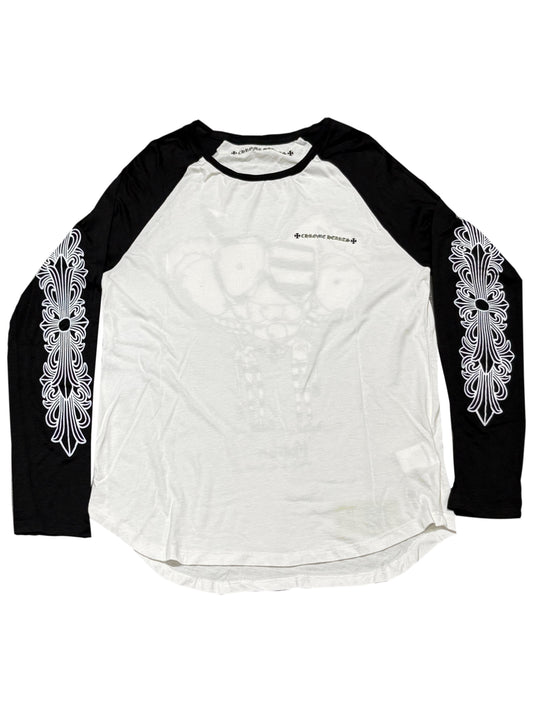 Chrome Hearts Matty Boy White Floral Sleeve More Head Graphic Back LS Tee White Size M C118569135-Used